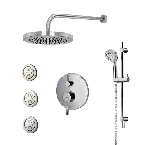 FontanaShowers Bravat Chrome Wall Mounted Round Shower Set with Valve